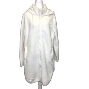 Aspen Fleece Teddy Bear Unlined Long Zip Front Hooded Jacket 39" Long Large‎